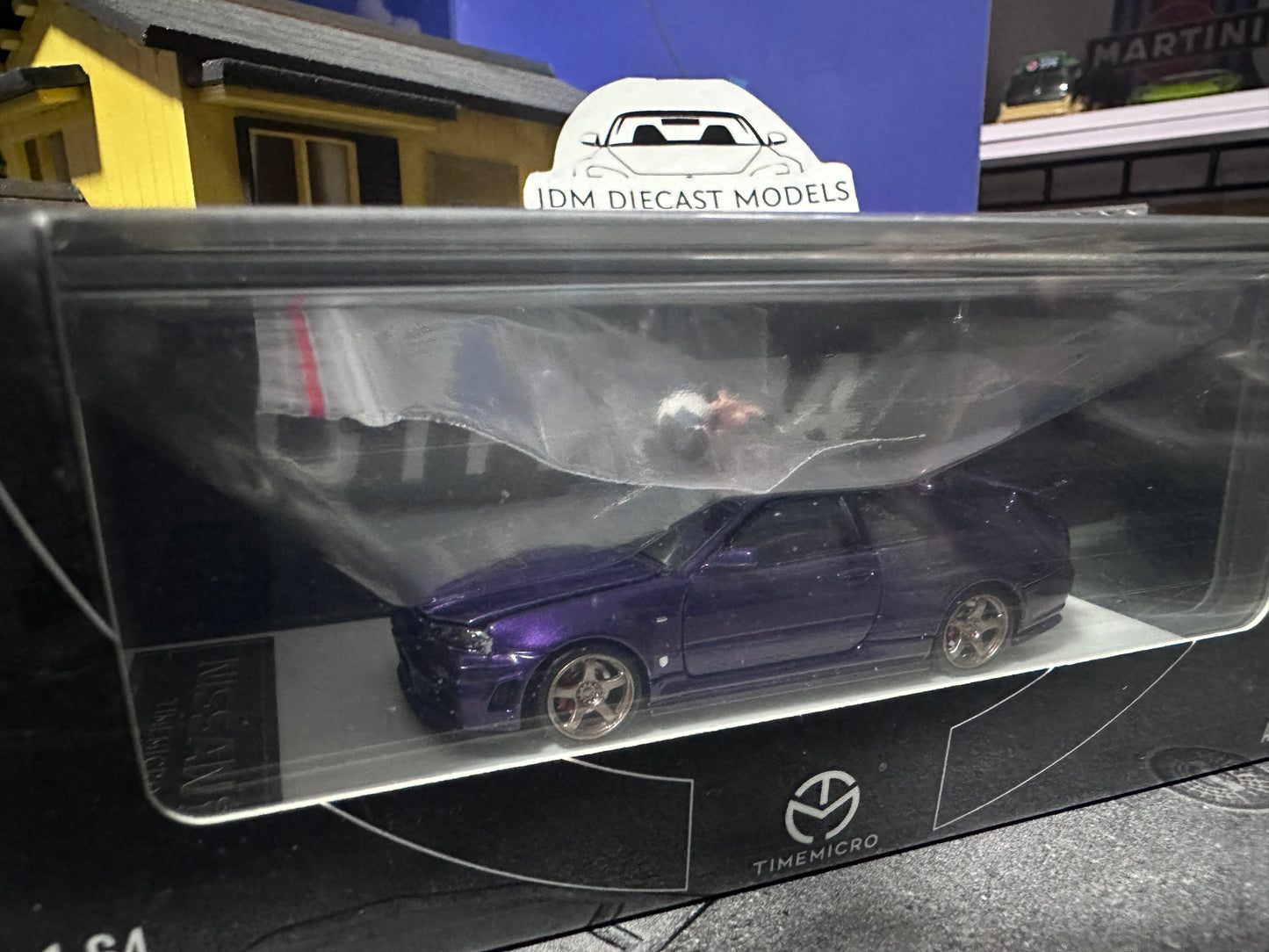 TimeMicro Skyline GT-R R34 Purple with Open Bonnet & Figure