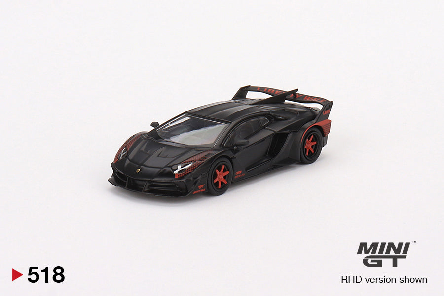 Mini GT LB★WORKS Lamborghini Aventador GT EVO Matte Black with Red Accent 2023 Malaysia Diecast Expo Exclusive MGT00518