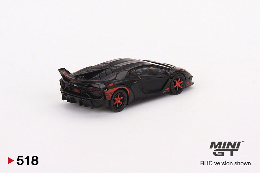 Mini GT LB★WORKS Lamborghini Aventador GT EVO Matte Black with Red Accent 2023 Malaysia Diecast Expo Exclusive MGT00518