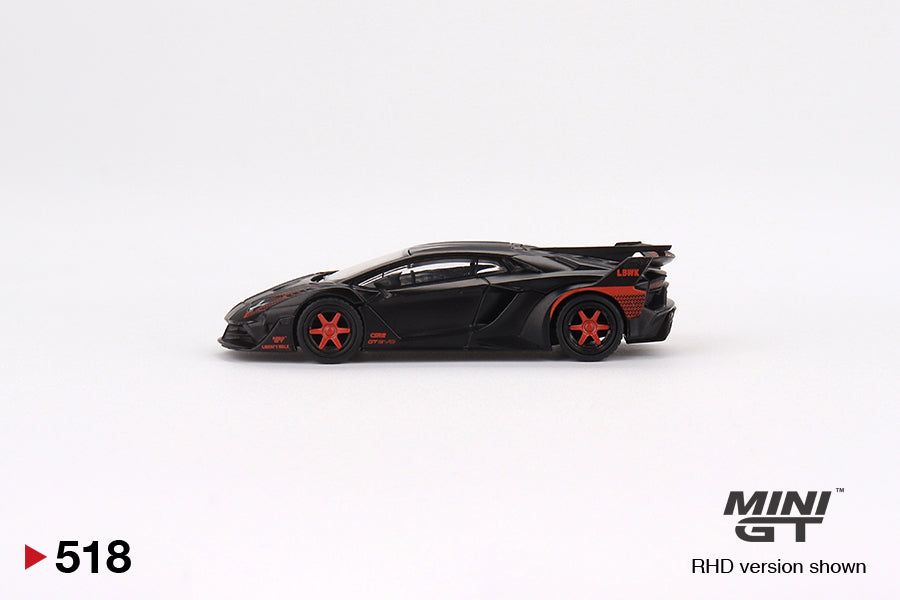 Mini GT LB★WORKS Lamborghini Aventador GT EVO Matte Black with Red Accent 2023 Malaysia Diecast Expo Exclusive MGT00518