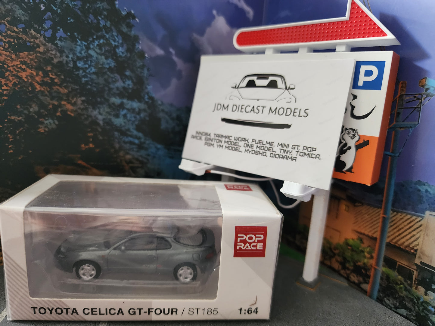 PopRace Toyota Celica GT-FOUR ST185 Grey Metallic PR64-185-GRY