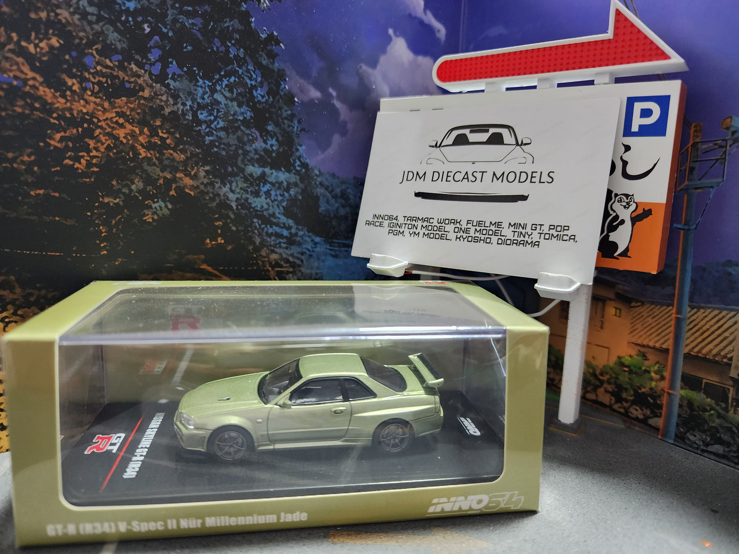 Inno64 Nissan Skyline GT-R R34 V-Spec II Nür Mellienum Jade IN64-R34VS-MJADE