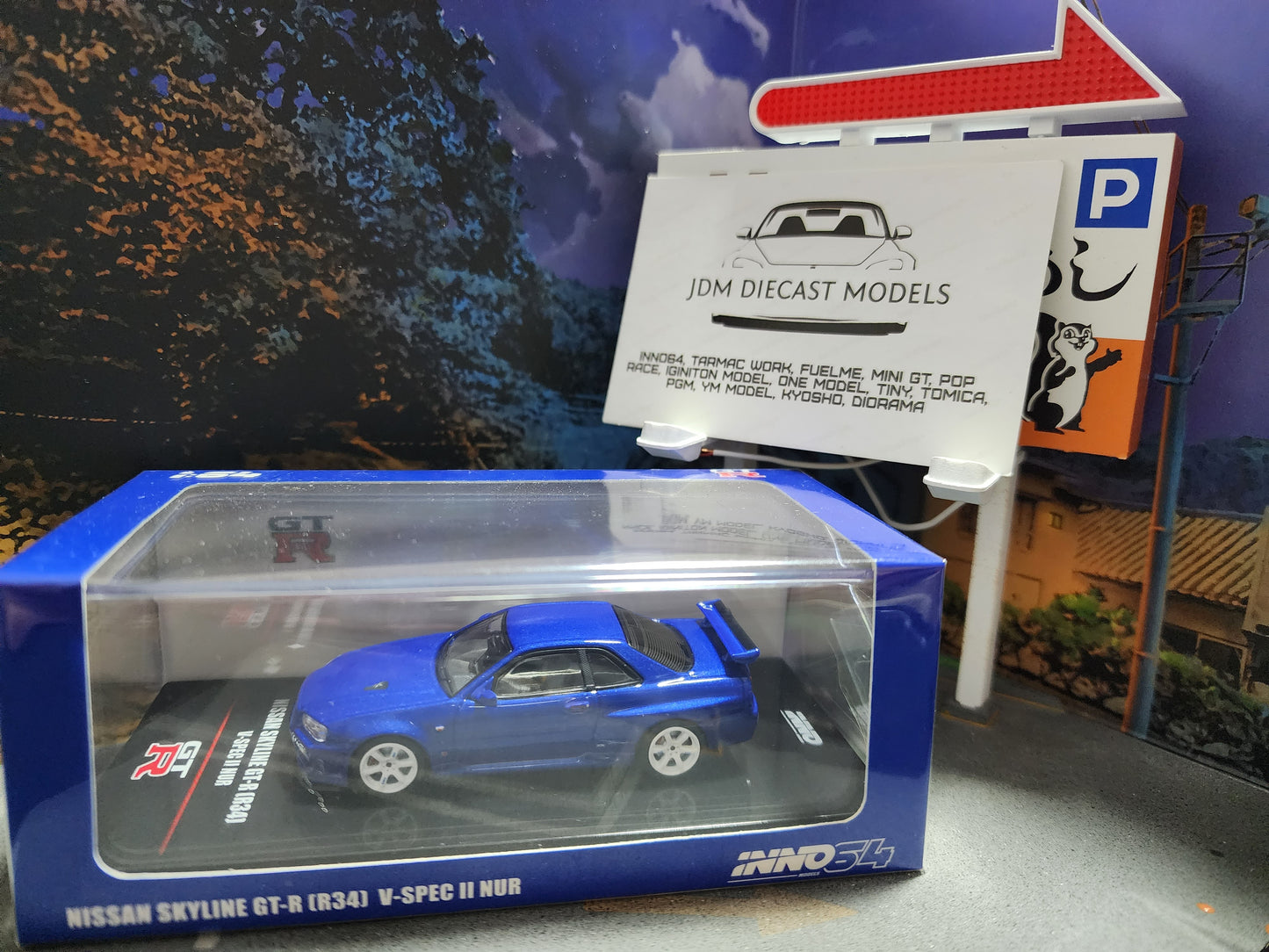 Inno64 Nissan Skyline GT-R R34 V-Spec II NUR Bayside Blue IN64-R34VS-BLU