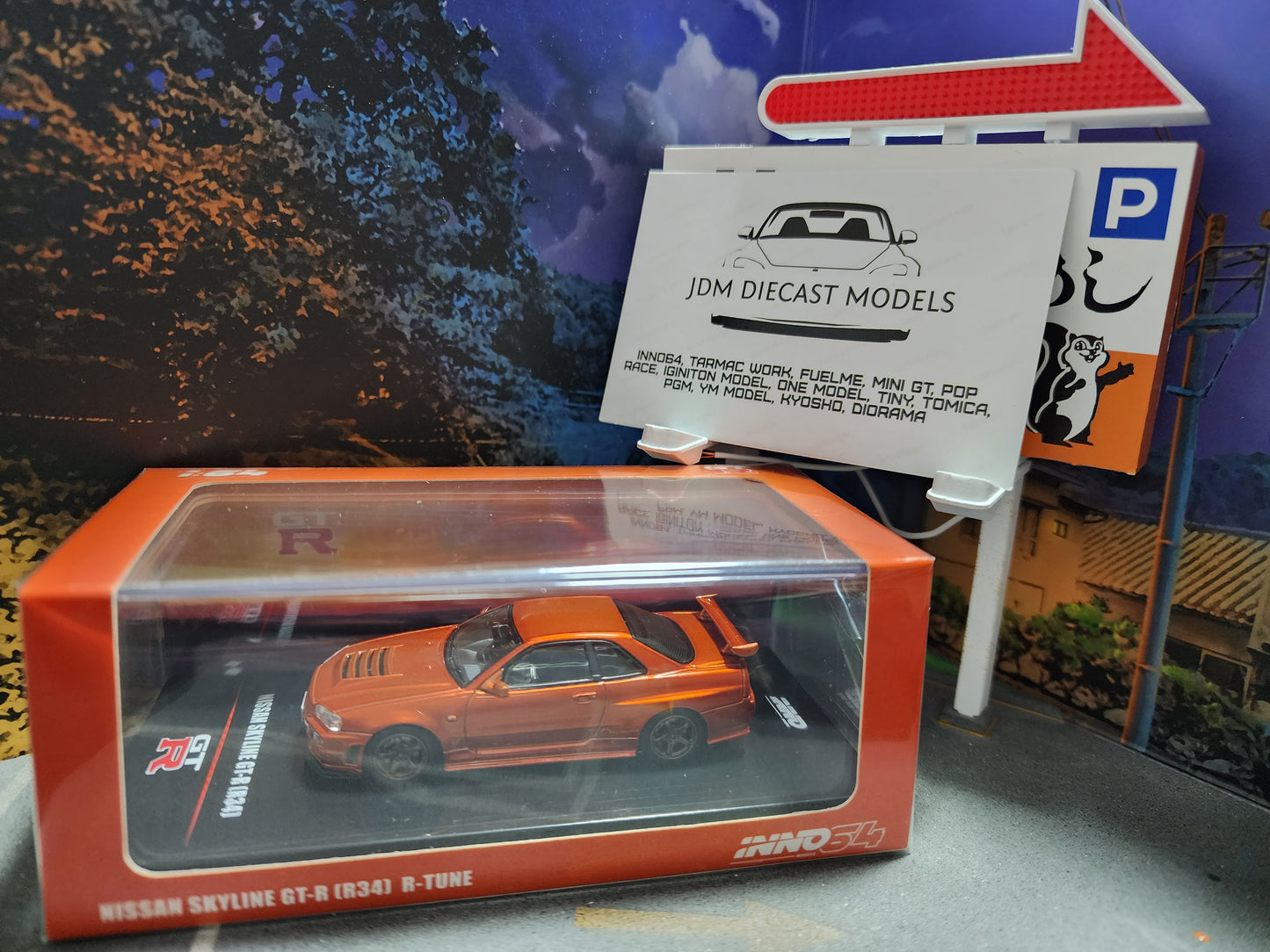 Inno64 Nissan Skyline GT-R R34 R-Tune Orange Metallic IN64-R34-ORG Rare UK shipping