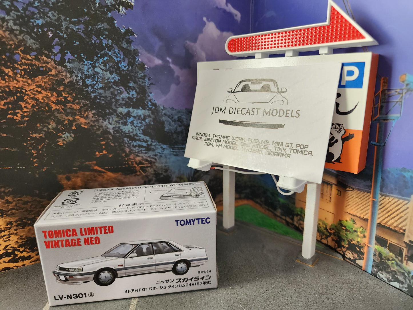 Tomica Limited Vintage Neo LV-N301a Nissan Skyline 4Door HT GTS Passage Twincam 1987 White