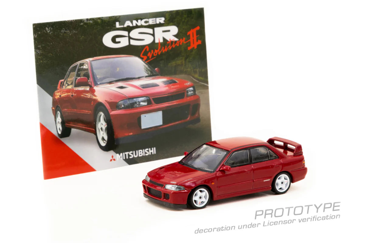 Tarmac Works Mitsubishi Lancer GSR Evolution II + Trading Cards (Red) T64G-049-RE