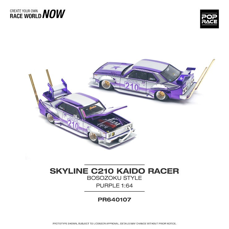 PopRace 1/64 Skyline C210 Kaido Racer (Bosozoku Style) Purple