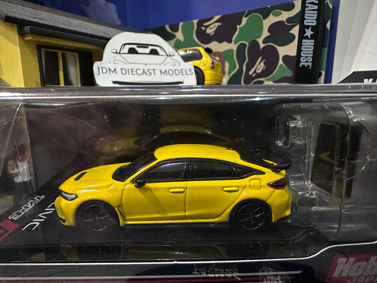 Hobby Japan Honda Civic Type R FL5 with Engine Display Model Yellow Customised Color HJ641063Y
