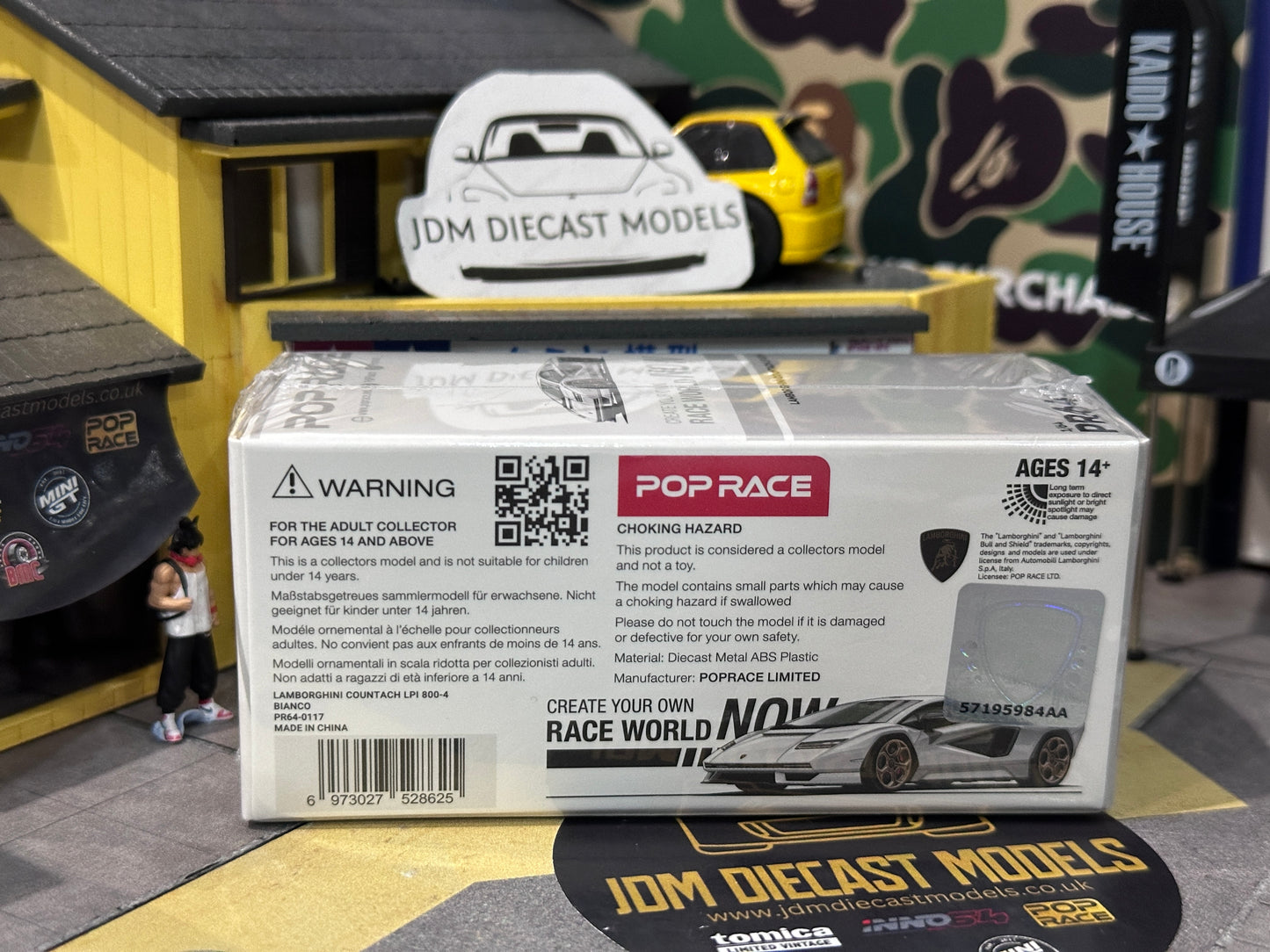 PopRace 1/64 Lamborghini Countach LPI 800-4 White Bianco PR64-117