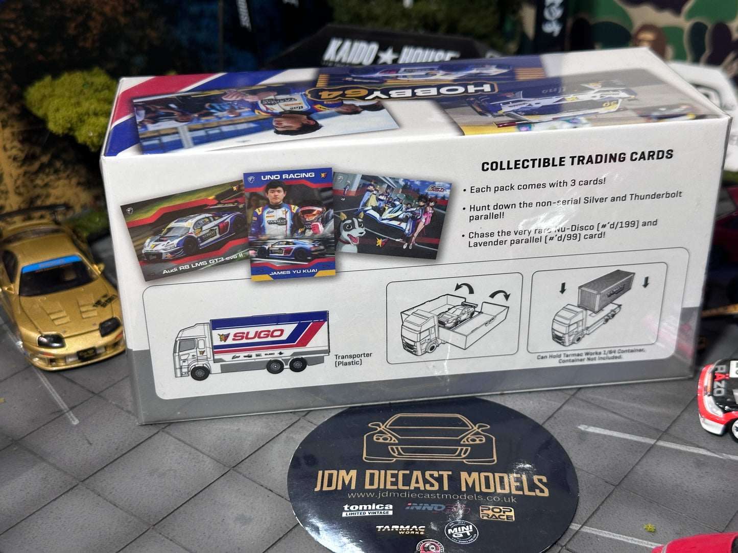 Tarmac Works Audi R8 LMS GT3 evo II Macau GT Cup - FIA GT World Cup 2024 Uno Racing #30 with Tarmac Cards Combo Set and Truck Packaging