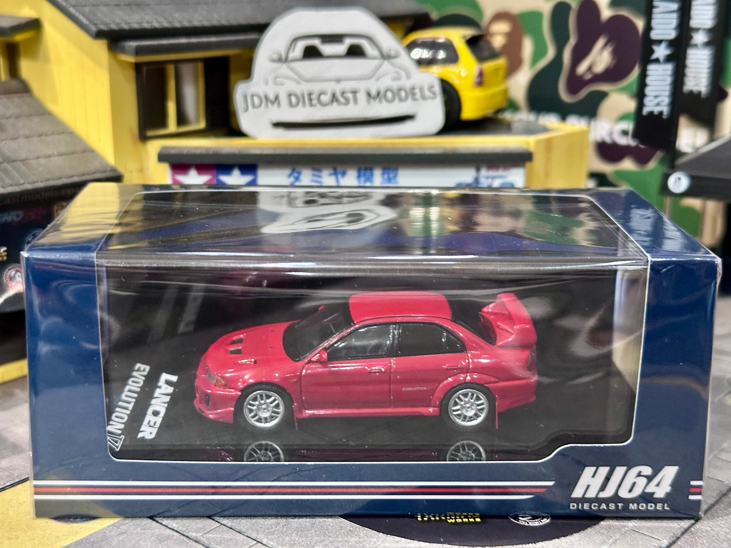 Hobby Japan Mitsubishi Lancer GSR Evolution V CP9A 1998 with Mud Flag Palmer Red HJ642032AR