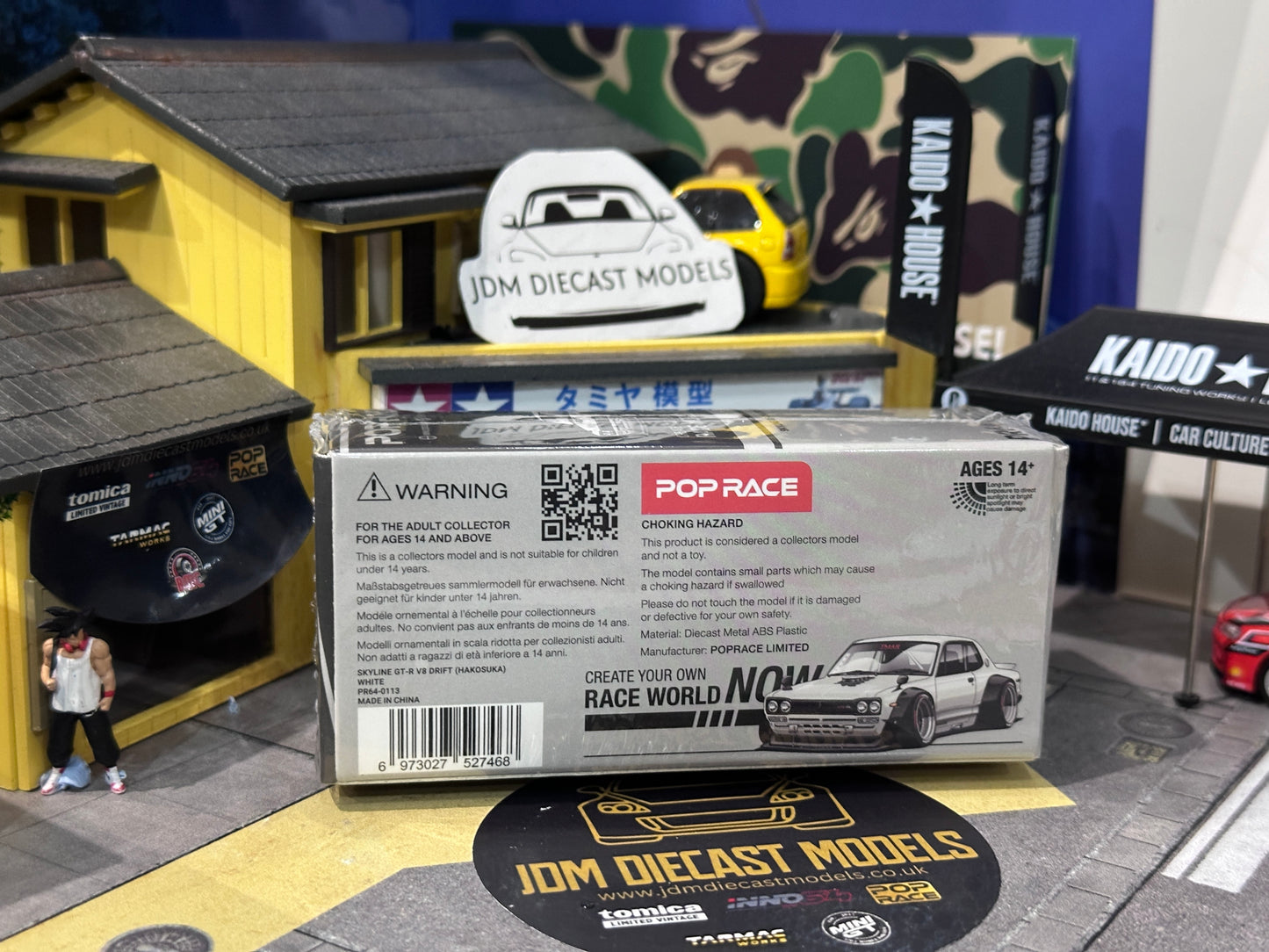 PopRace 1/64 Skyline GT-R V8 Drift (Hakosuka) White PR64-113