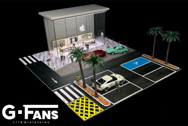 GFans 1/64 LED light Porsche Center / Apple Store Diorama with Car Parking Lot (No car)