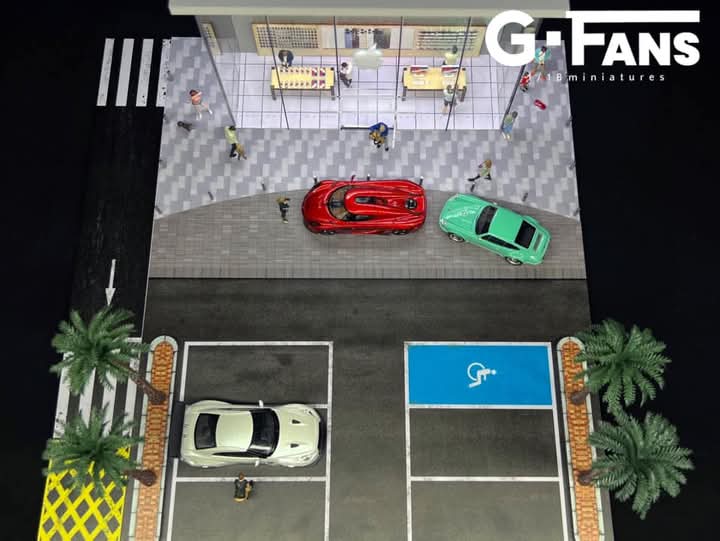 GFans 1/64 LED light Porsche Center / Apple Store Diorama with Car Parking Lot (No car)