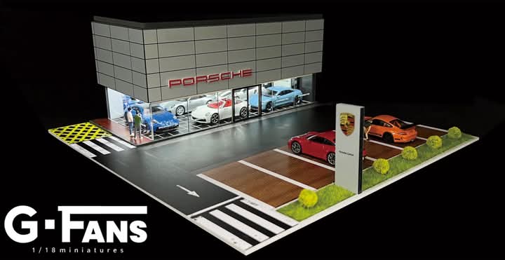 GFans 1/64 LED light Porsche Center / Apple Store Diorama with Car Parking Lot (No car)