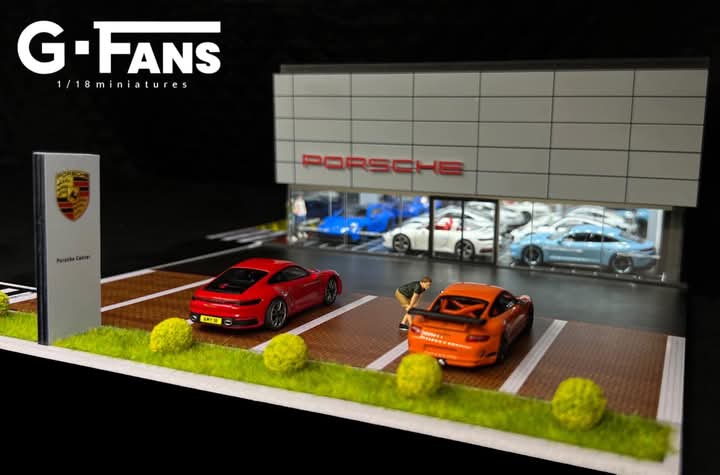 GFans 1/64 LED light Porsche Center / Apple Store Diorama with Car Parking Lot (No car)