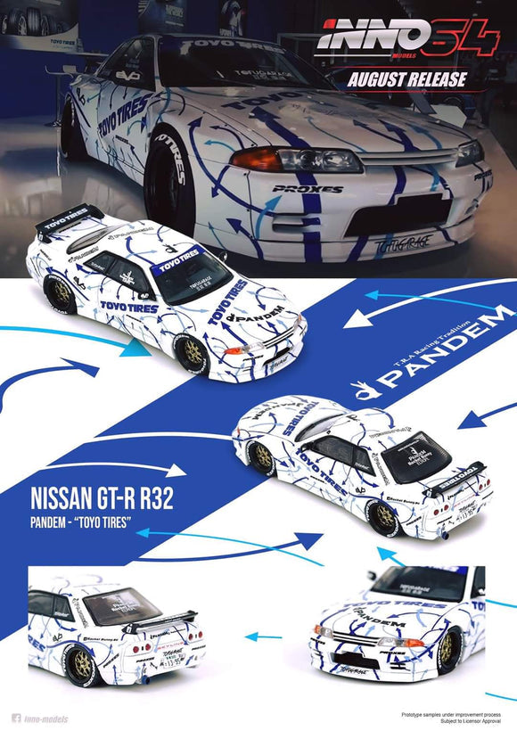 Inno64 Nissan Skyline GT-R R32 Pandem "Toyo Tires" IN64-R32P-TT