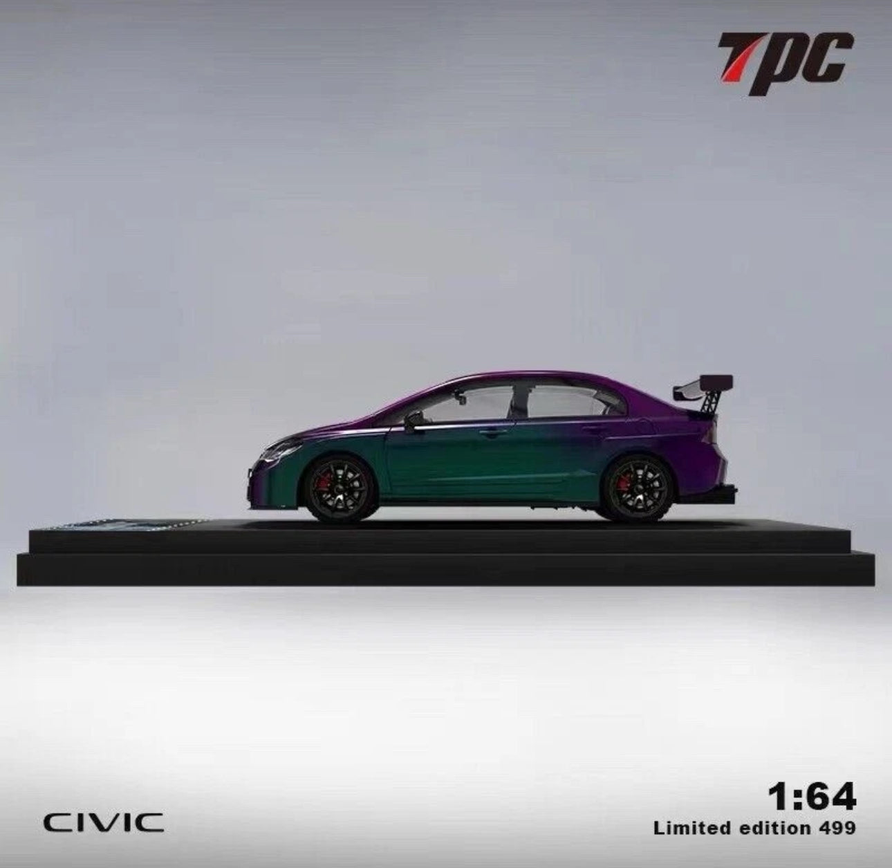 TPC Honda Civic FD2 Carbon Cap Chameleon Magic Purple Black Wheels