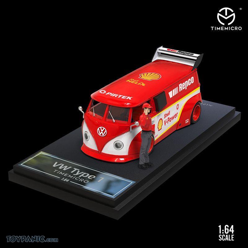 Time Micro VW Van Type 1 Modified Version Shell Oil Livery Red & White with Figure