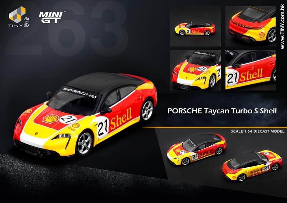 Mini GT x Tiny Porsche Taycan Turbo S Shell Livery (Hong Kong Exclusive Model) MGT00263