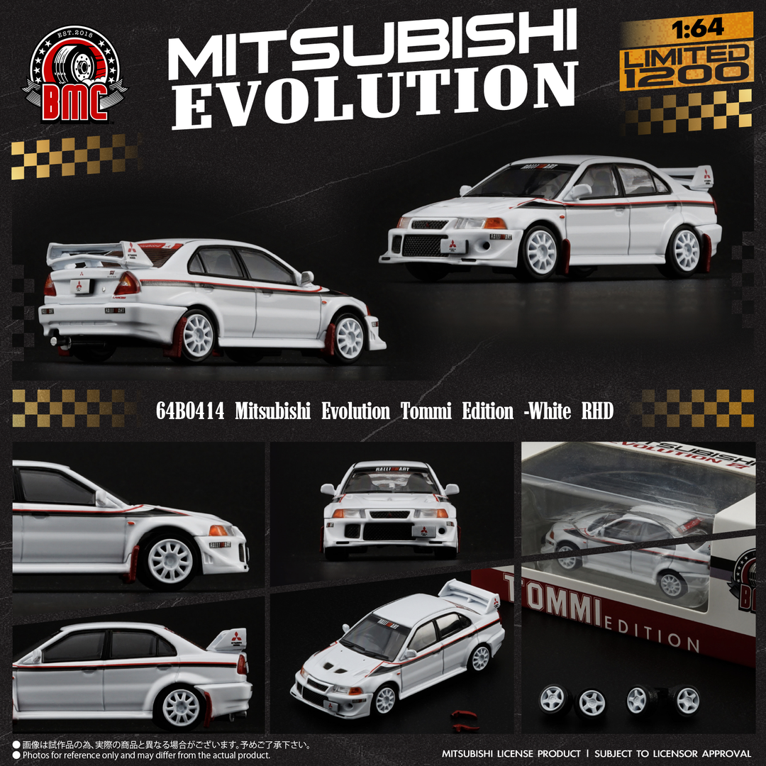 BMC 1/64 Mitsubishi Lancer Evolution VI White Tommi Edition RHD 64B0414