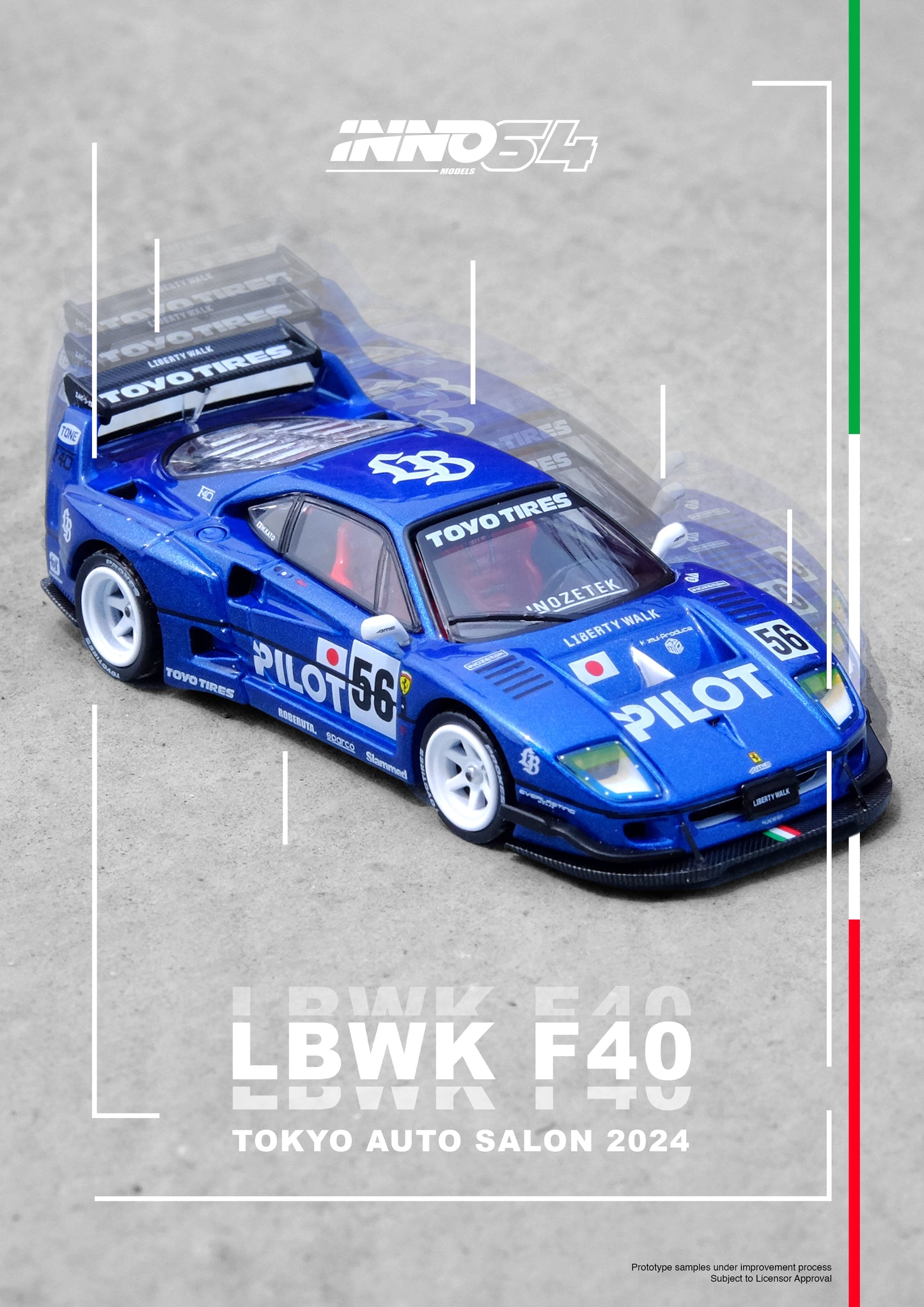 INNO64 1/64 Die-cast LBWK F40 Tokyo Auto Salon 2024