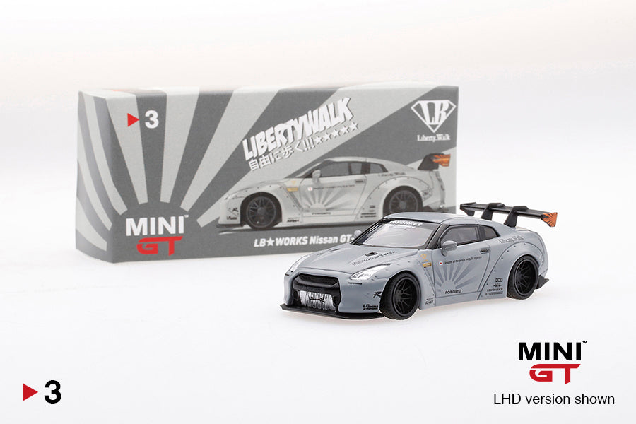 Mini GT LB★WORKS Nissan GT-R (R35) Matte Grey Type 1, Rear Wing Ver 1