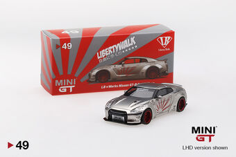 Mini GT LB★WORKS Nissan GT-R (R35) Satin Silver Type 1, Rear Wing Ver 2 MGT00049
