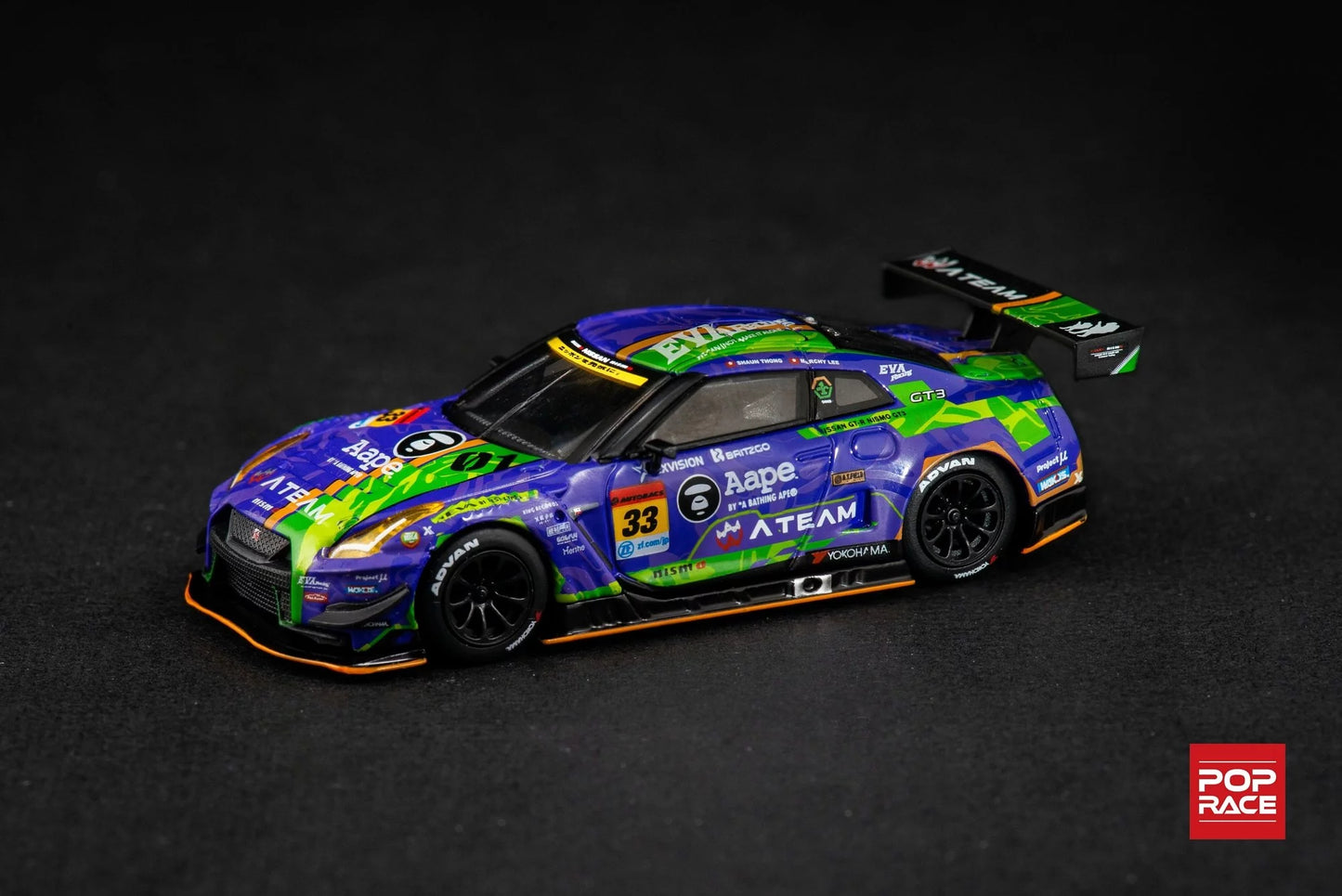 Mini GT x PopRace EVA RT Test Type-01 X Works GT-R 33 - Super GT Series 2019