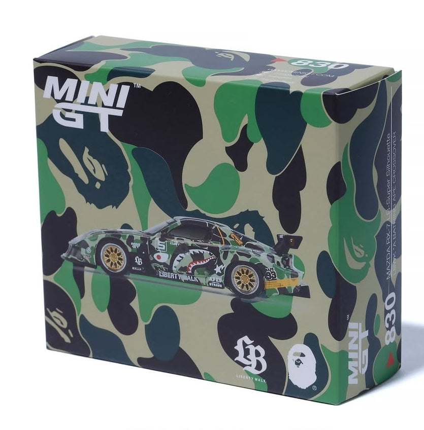 MINI GT BAPE LBWK Mazda RX-7 LB Super Silhouette by Tokyo Auto Salon 2025 Japan LBWK X A BATHING APE Crossover MGT00839