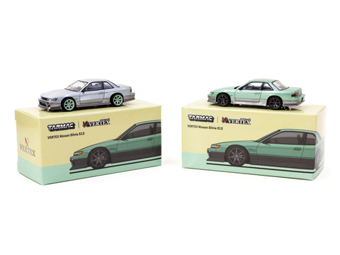 (Chase) Tarmac Works VERTEX Nissan Silvia S13 Green/Grey T64G-025-GR