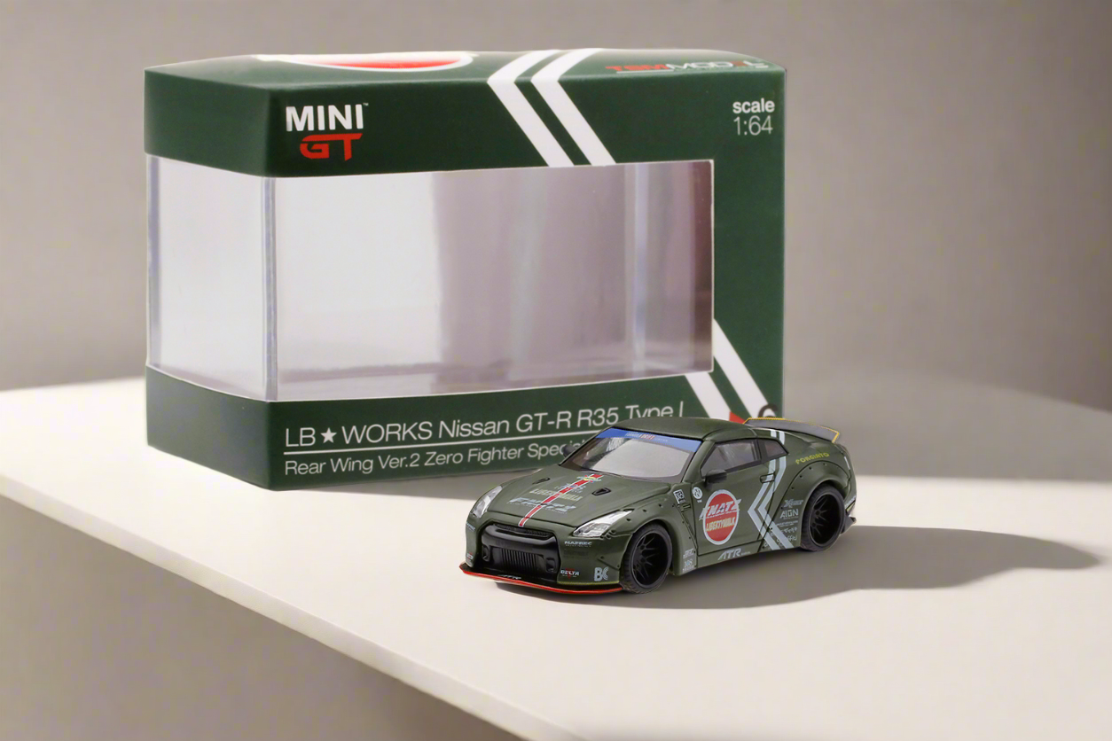 MiniGT LB Works Nissan GT-R R35 Type I Rear Wing Ver.2 Zero Fighter Hong Kong Special MGT00006-R & MGT00007 Set