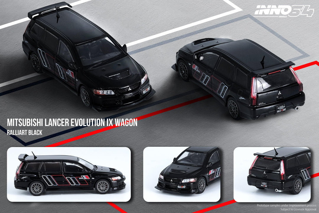 INNO64 Mitsubishi Lancer Evolution IX Wagon 2005 Ralliart Black IN64-EVO9W-RABL
