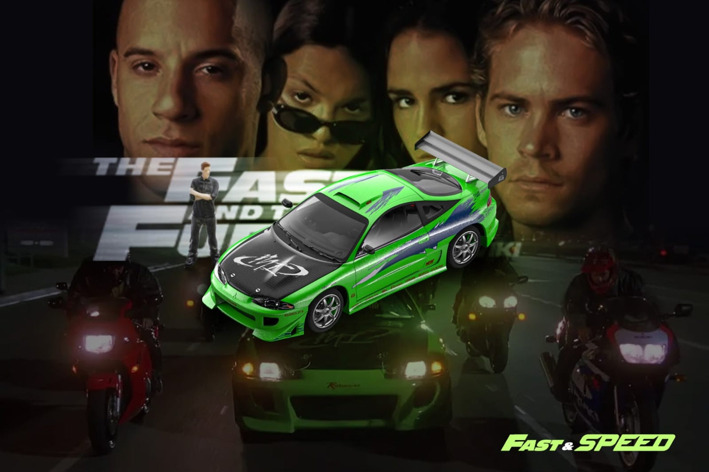 Fast & Speed Eclipse FNF Green with Figure August