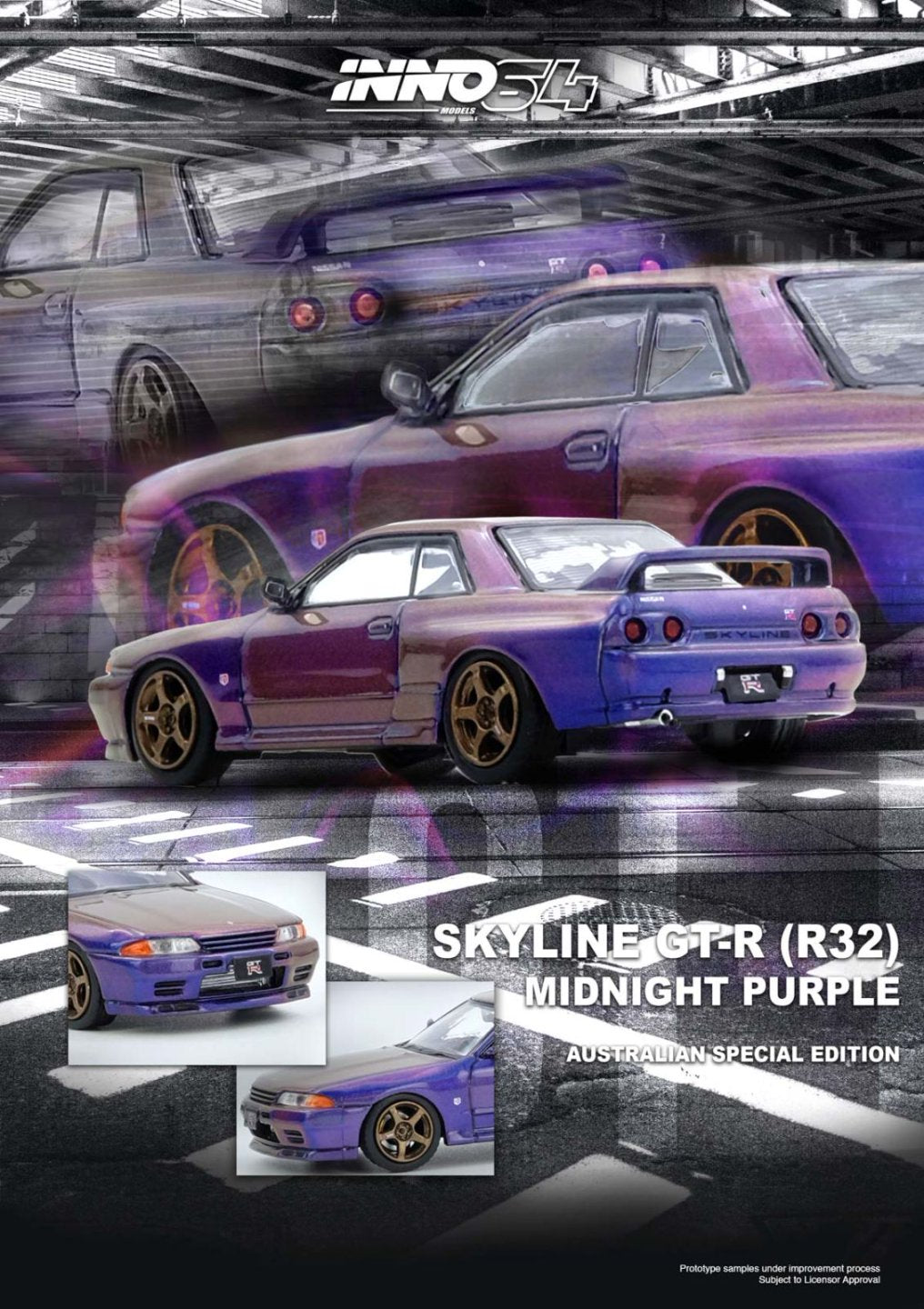 Inno64 Nissan Skyline GT-R (R32) Midnight Purple Australia Special Edition IN64-R32-MP-AS