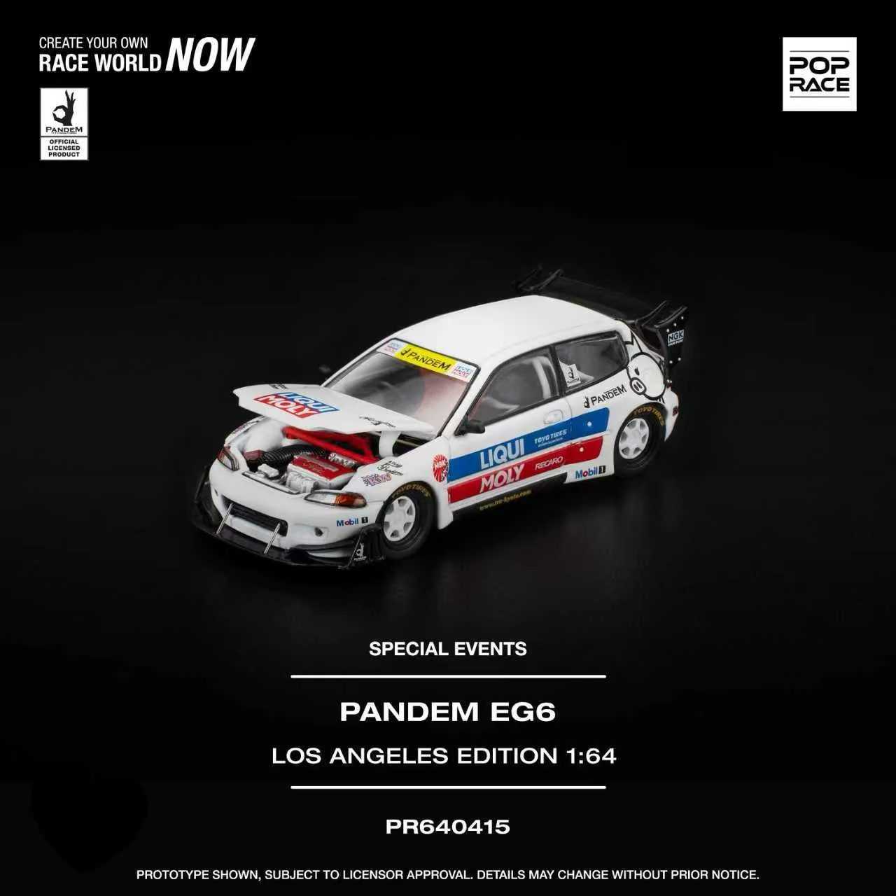 PopRace 1/64 Pandem EG6 White LA Exclusive Liqui Moly PR640415