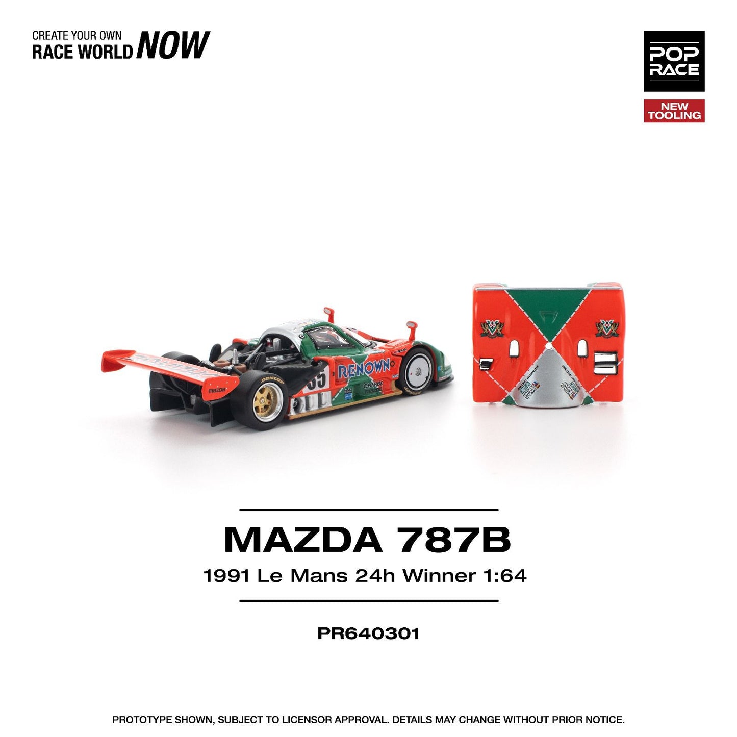 Preorder PopRace PR640301 Mazda 787b 1991 Le Mans 24Hrs WINNER Removeable Front and Rear Cover, Detailed Engine