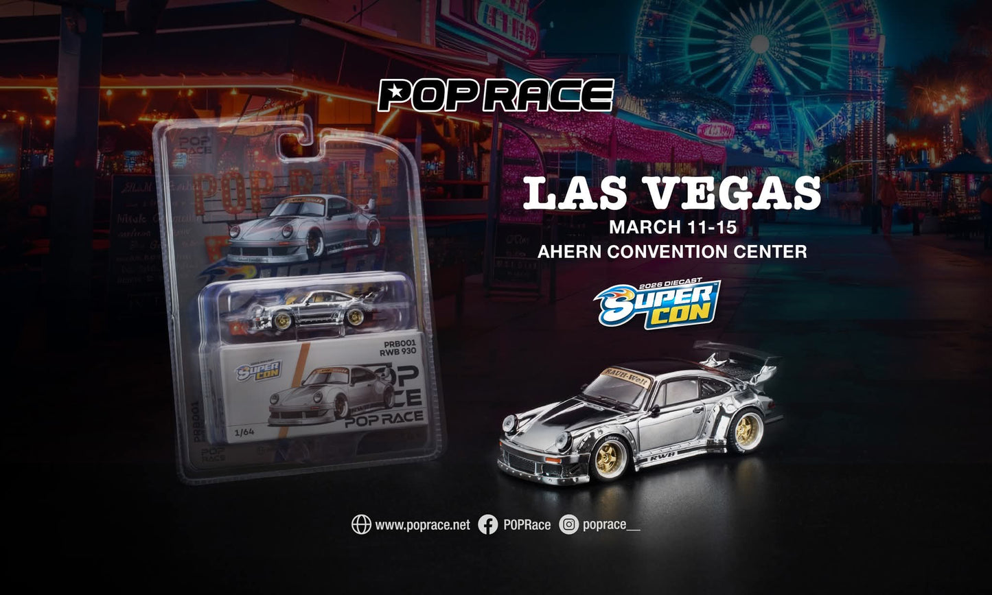 PopRace RWB 930 Las Vegas Super Con Silver Chrome Exclusive PRB001 Blister