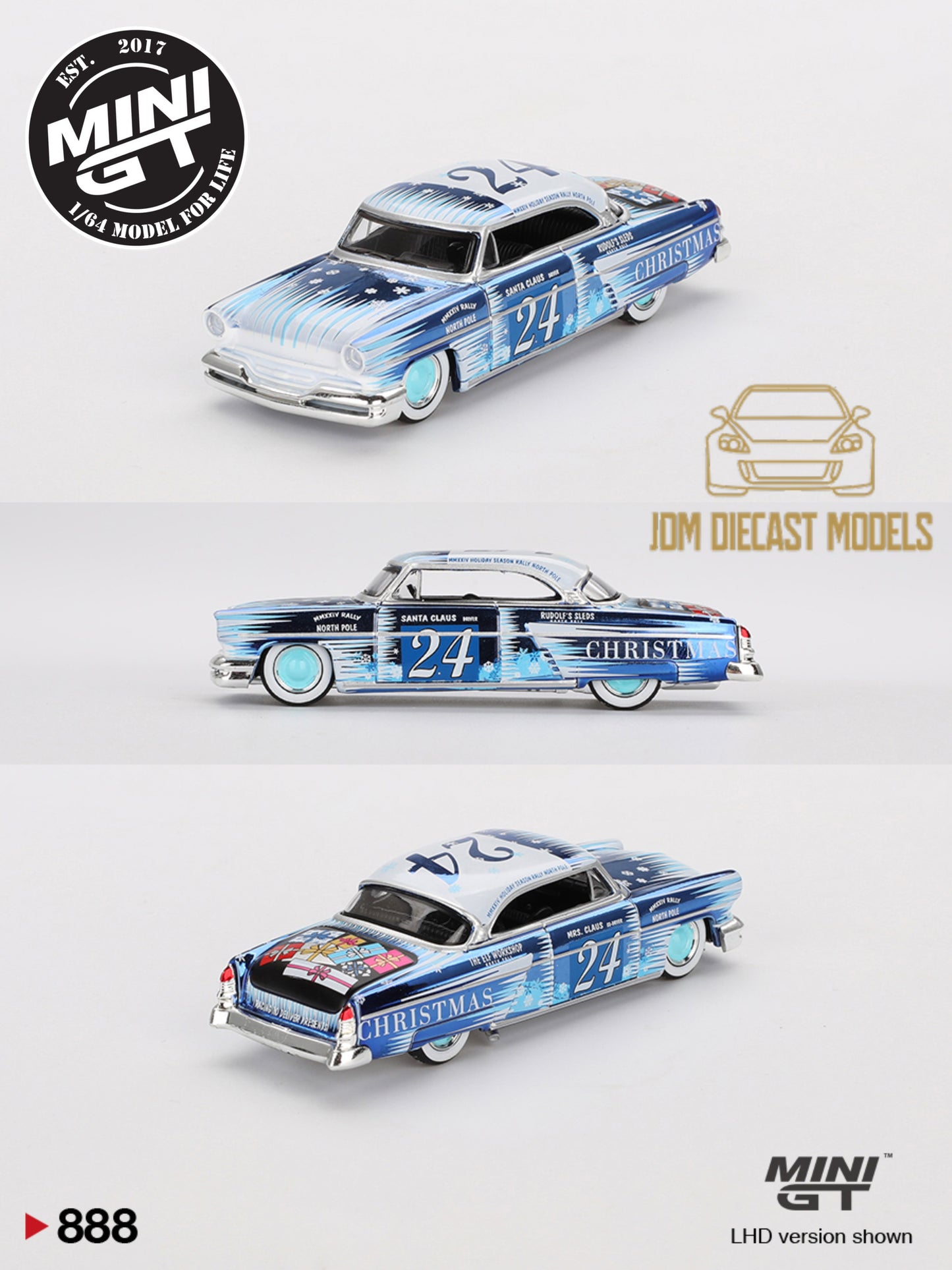 MiniGT Lincoln Capri Christmas Hot Rod By Tim Sadchikov 2024 Christmas Edition Limited to 9999 PIECES worldwide MGT00888