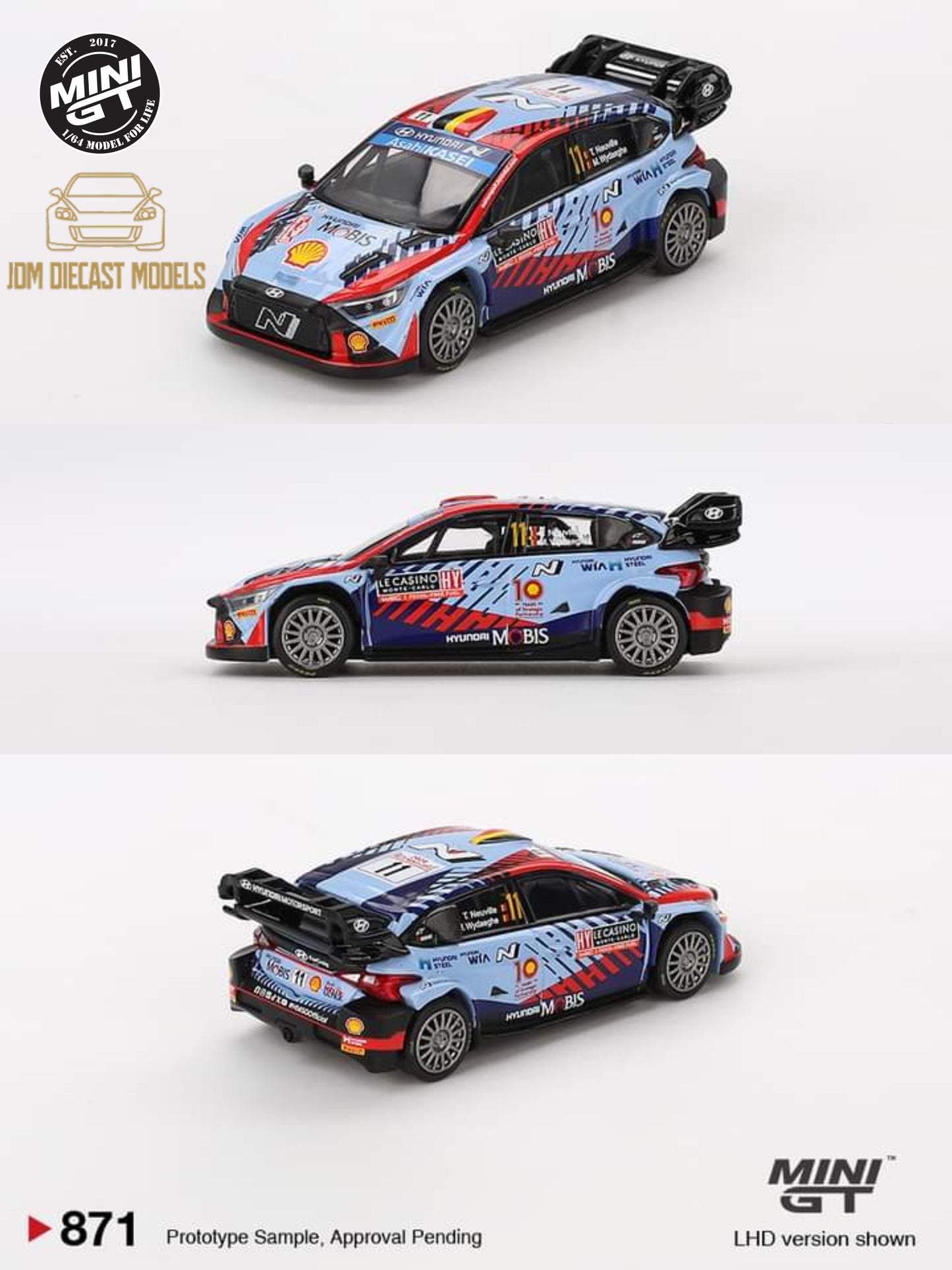 MiniGT Hyundai i20 N Rally1 Hybrid #11 2024 Rallye Monte-Carlo Winner