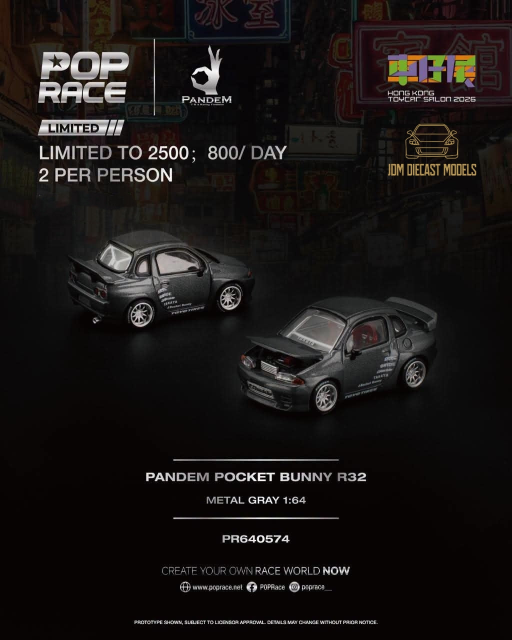 PR640580 Pop Race Mercedes-Benz CLK GTR Raw Metal Hong Kong ToyCar Salon