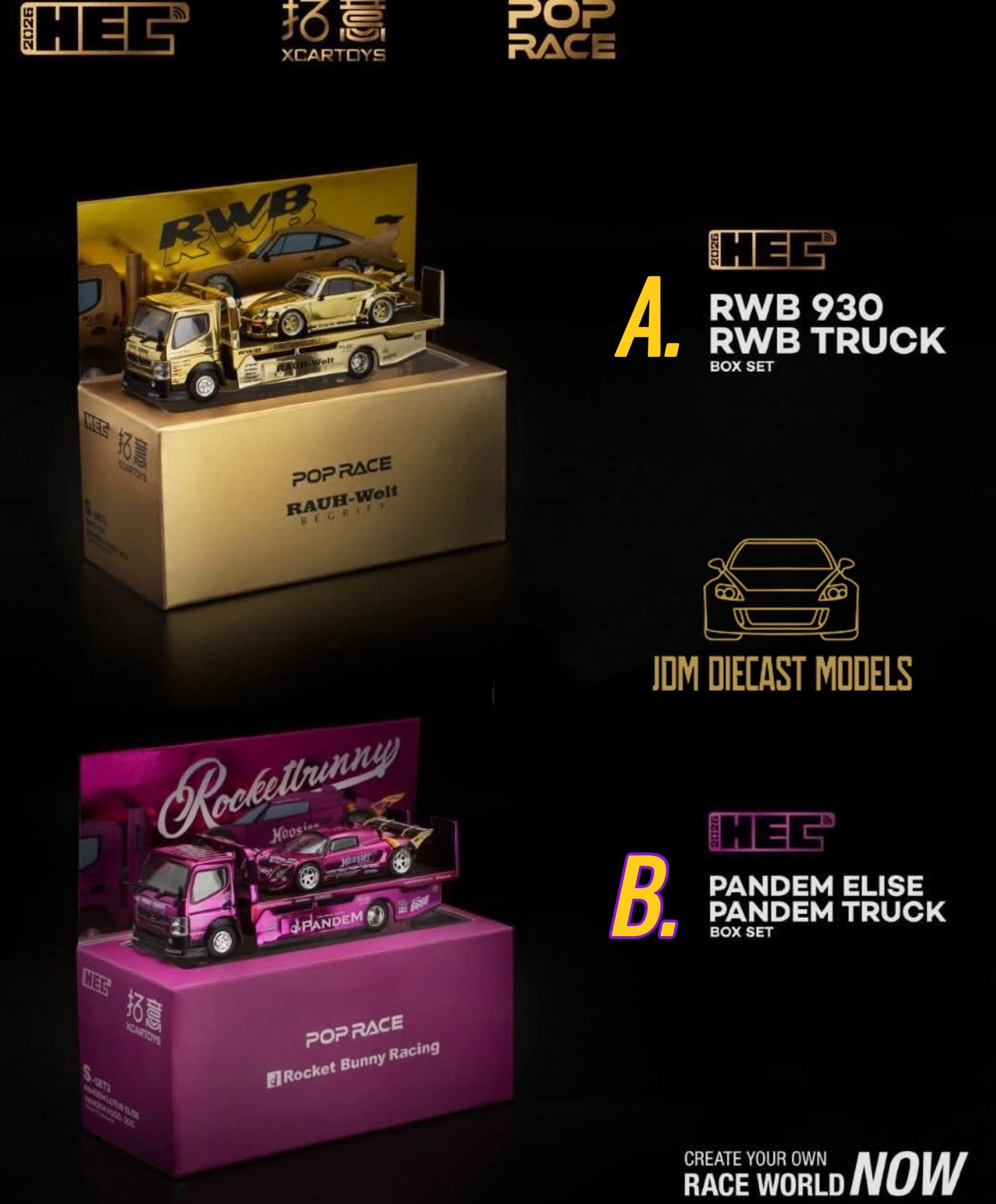PopRace HEC Xcartoys Chrome Truck sets RWB 930 / Pandem Elise China Event *IN STOCK*