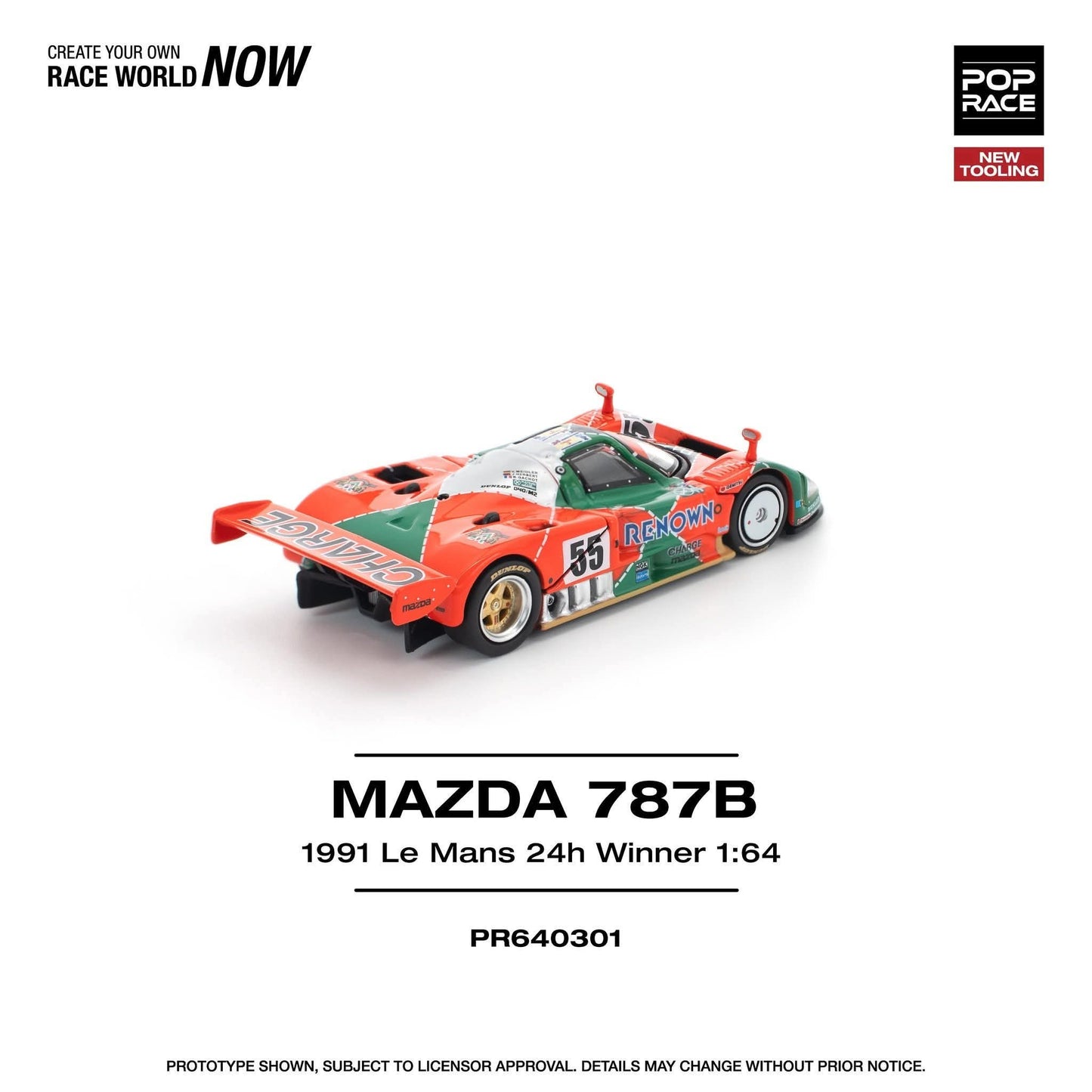 Preorder PopRace PR640301 Mazda 787b 1991 Le Mans 24Hrs WINNER Removeable Front and Rear Cover, Detailed Engine