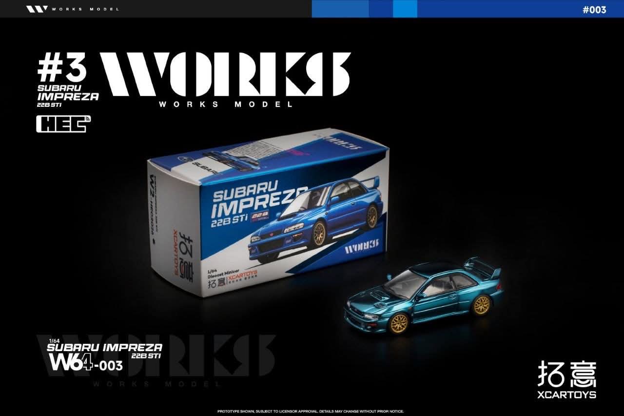 PR Xcartoys Subaru Impreza 22B STi Works Model 1/64 Blue W64-003 HEC Event Special