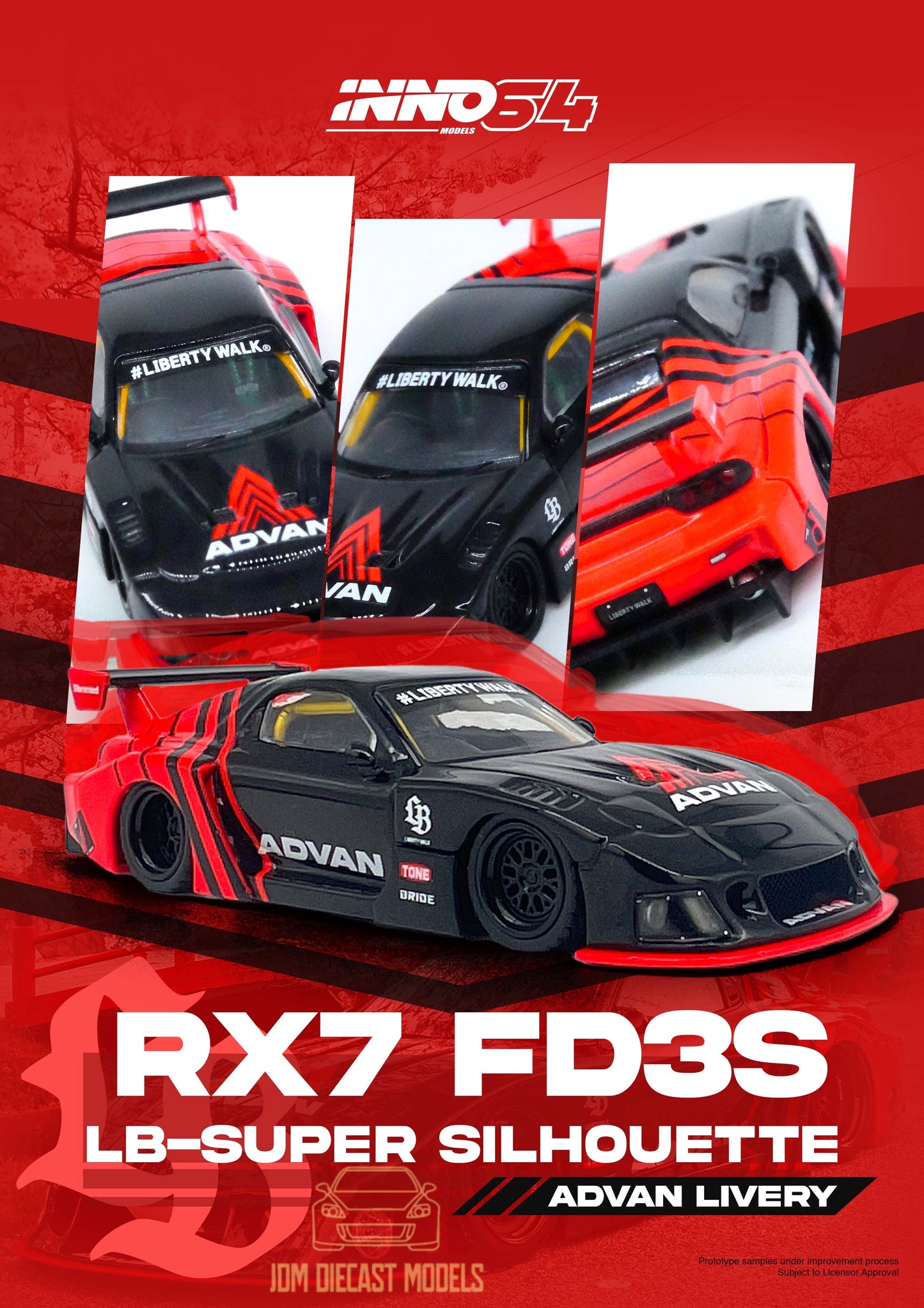 Inno64 LBWK Mazda RX7 (FD3S) LB-Super Silhouette "ADVAN LIVERY"