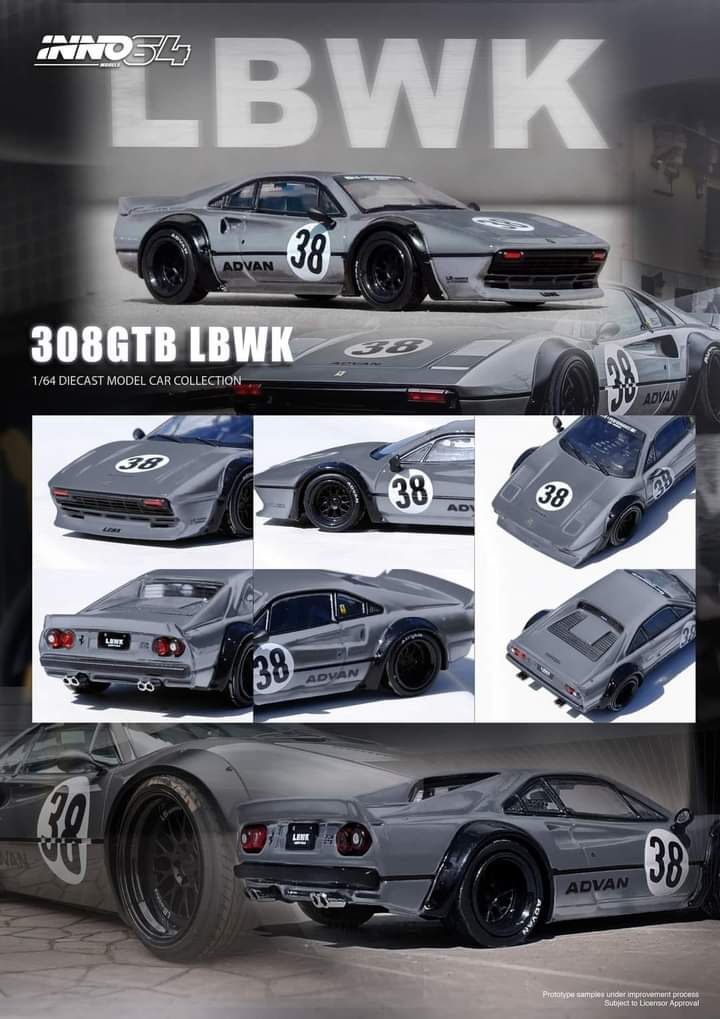 INNO 1/64 Die-Cast LBWK 308 GTB Grey