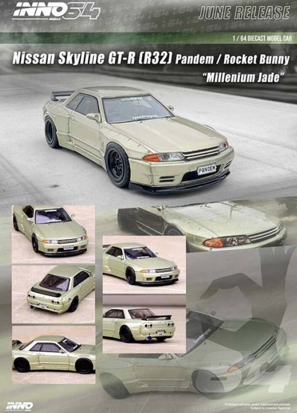 Inno64 Nissan Skyline GT-R R32 Pandem Rocket Bunny Millennium Jade