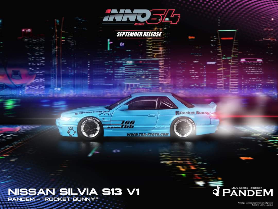 Inno64 Nissan Silvia S13 Rocket Bunny V1 - Light Blue