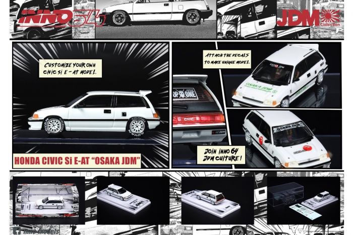 Inno64 Honda Civic Si E-AT White "Osaka JDM" - JDM07
