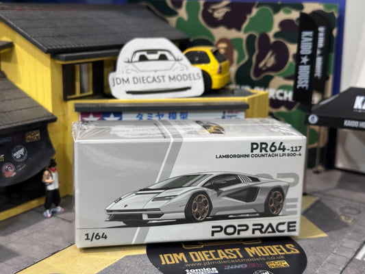 PopRace 1/64 Lamborghini Countach LPI 800-4 White Bianco PR64-117